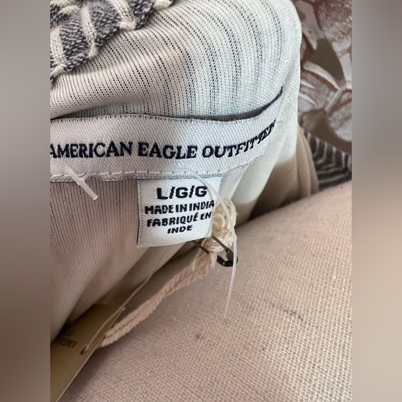 NWT American Eagle One Shoulder Gray Striped Lined Dress Sz L - Picture 4 of 5